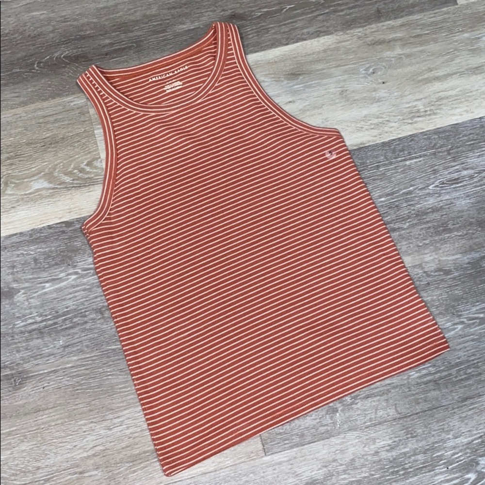 Coral Stripped Halterback Top